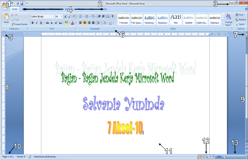 Bagian Bagian Jendela  Kerja Microsoft  Word  2007  salva78